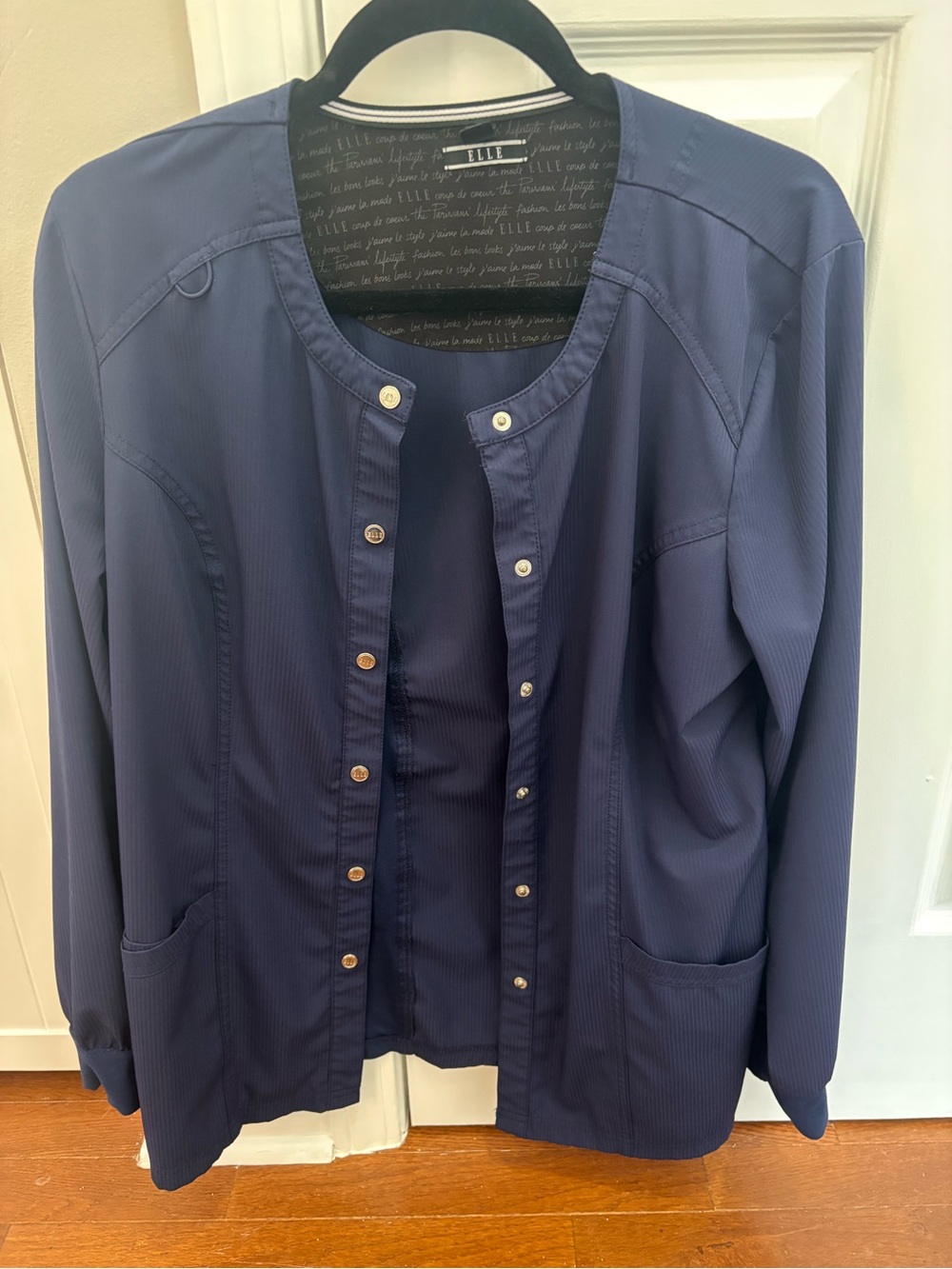 ELLE Navy Snap-Front Women's ScrubJacket